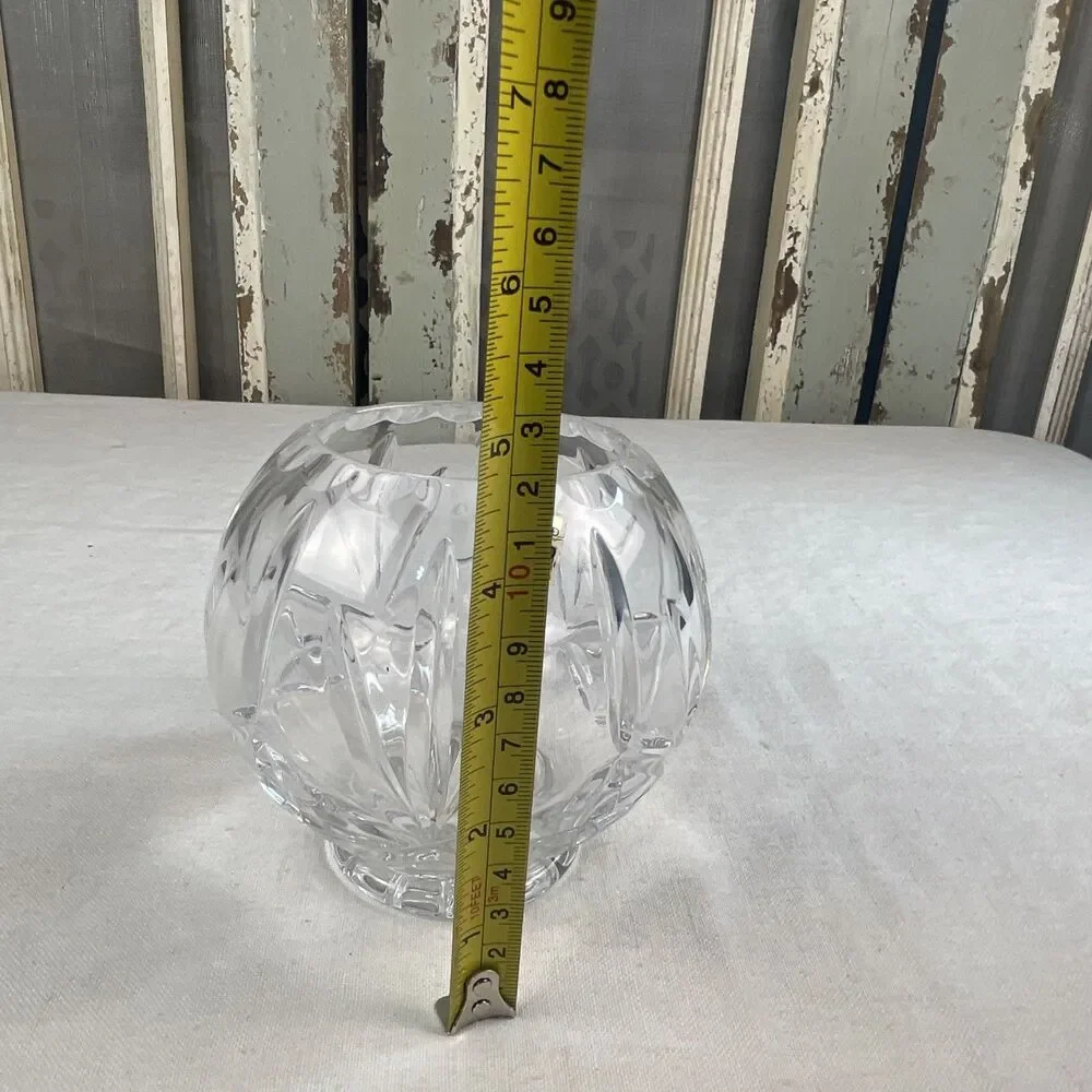 24% Lead Crystal Cut Rose Bowl Vase Made In Poland